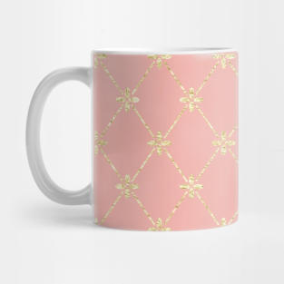 Gold Foil Floral Lattice - Peach Mug